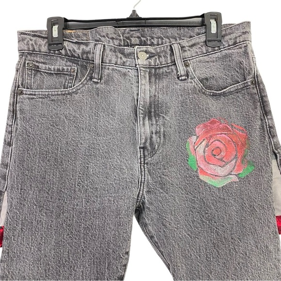 Levis Upcycled Jeans Waist 27 28 Womens Size Small Levi’s Patchwork Roses Retro - Picture 3 of 16